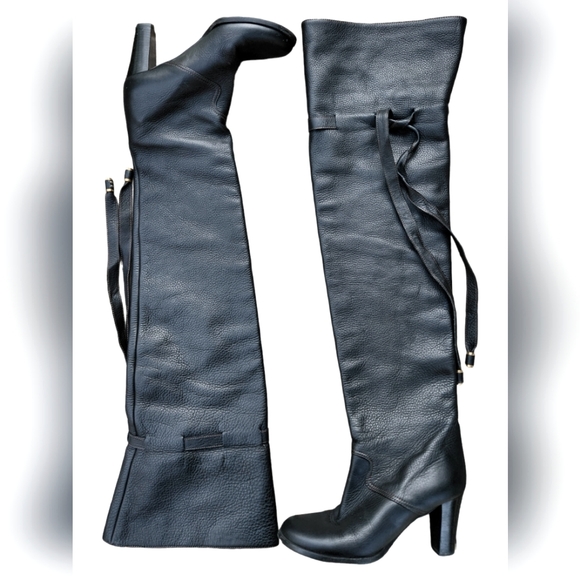 SOLD Chloe Black Grain Pebble Leather OTK Over The Knee Thigh High Boot 9 IT 39 - Picture 3 of 16